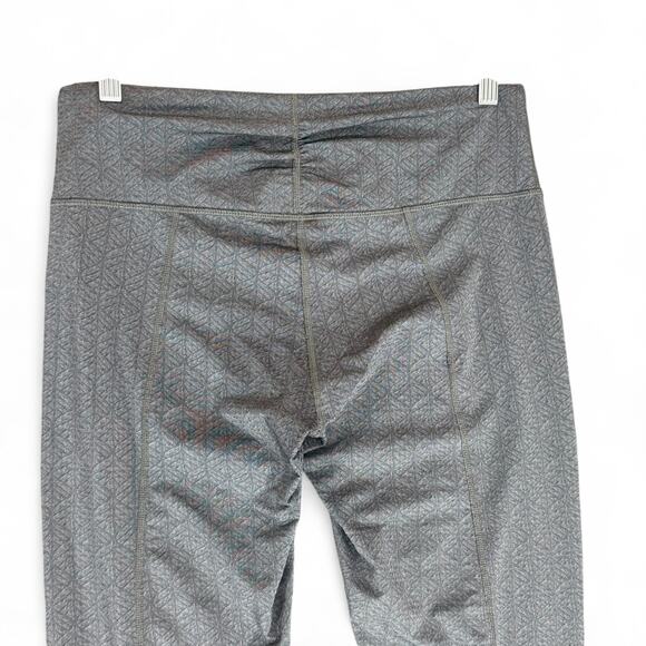 prAna Misty Full Ankle Leggings Shirred Jacquard Gray Texture Activewear Women L - Picture 6 of 8